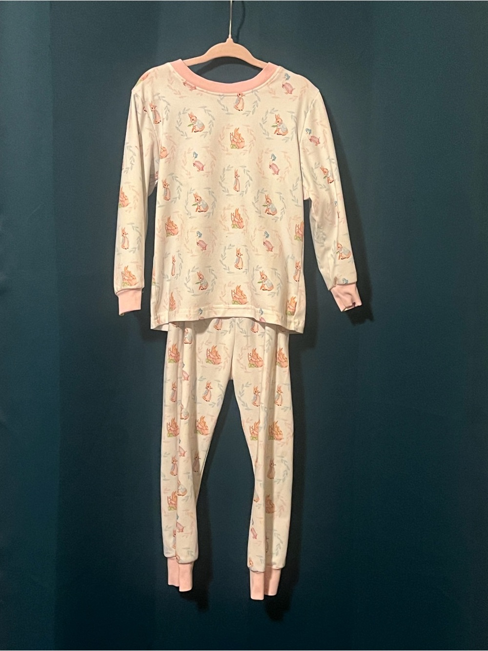 Girls Cream and Pink Fox Print Cotton Pajama Set